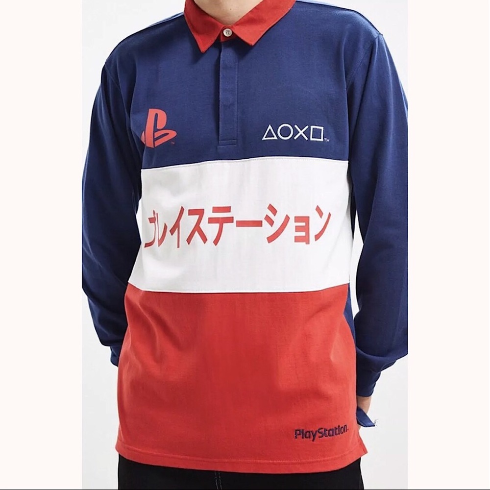 UO PLAYSTATION Men’s Colorblocked Rugby Shirt - Picture 1 of 8
